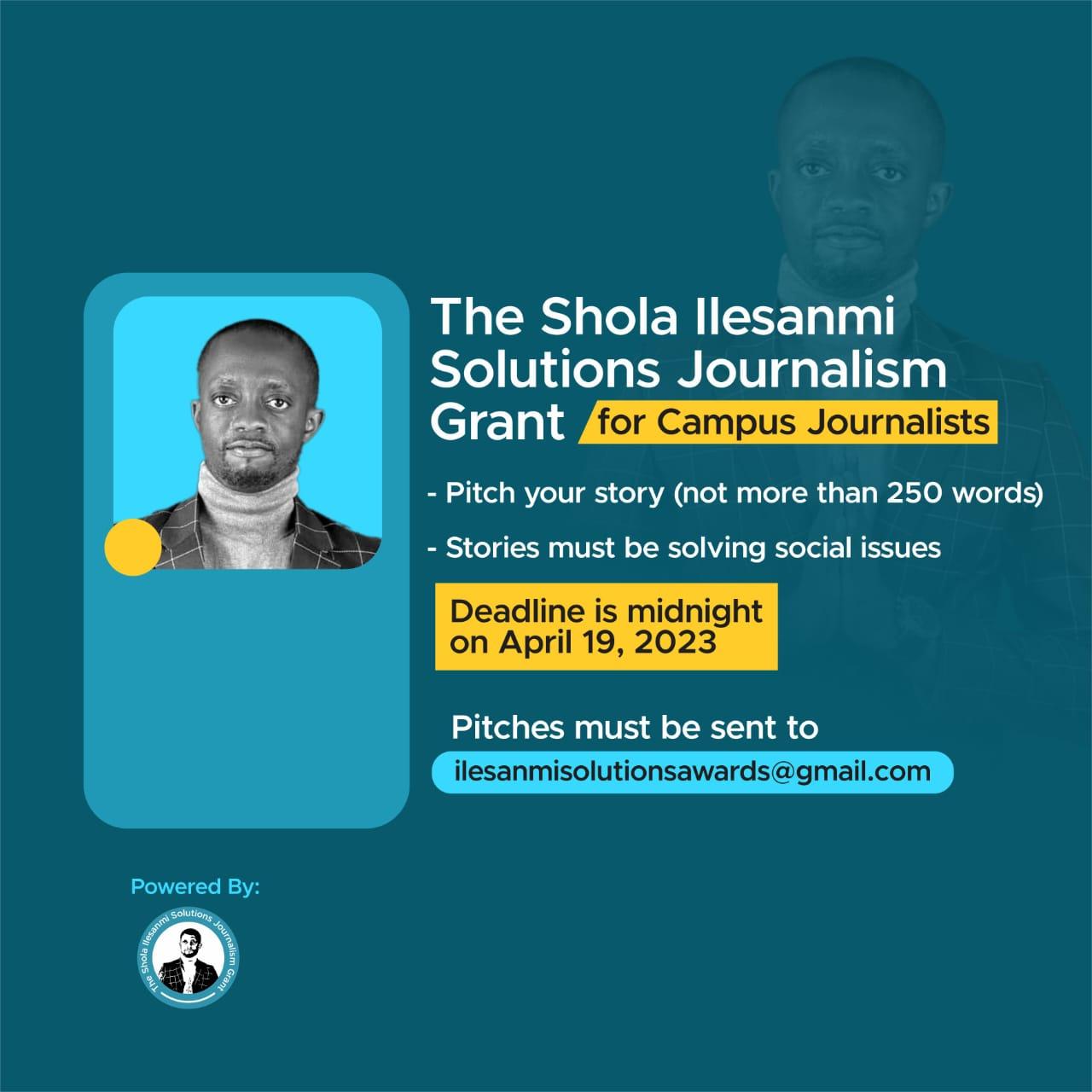 FRIENDS UNVEIL SHOLA ILESANMI SOLUTIONS JOURNALISM GRANT FOR CAMPUS JOURNALISTS