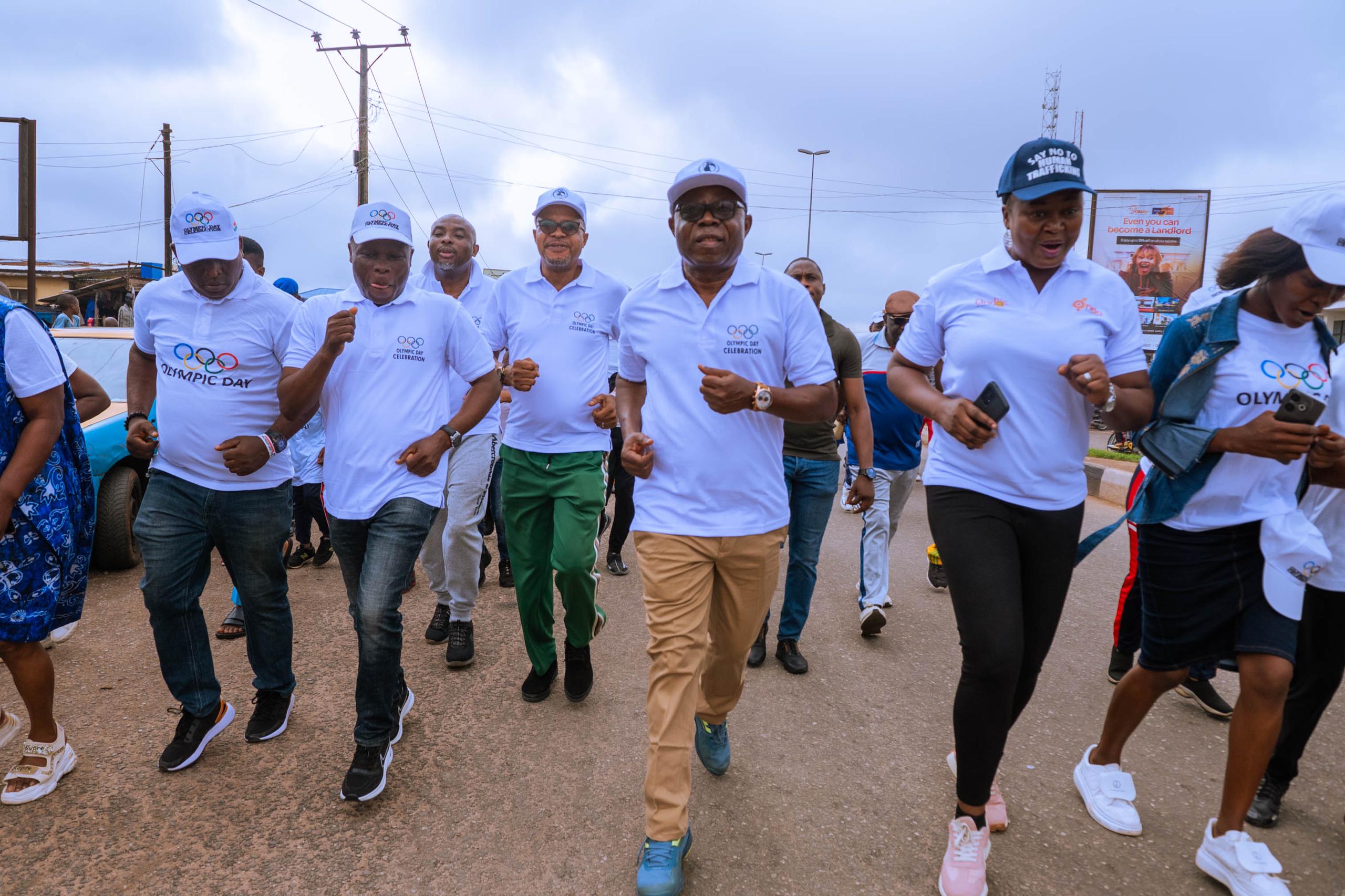 Olympic Day 2024; Aiyedatiwa leads endurance trek, says construction of Araromi stadium, others, to be awarded soon